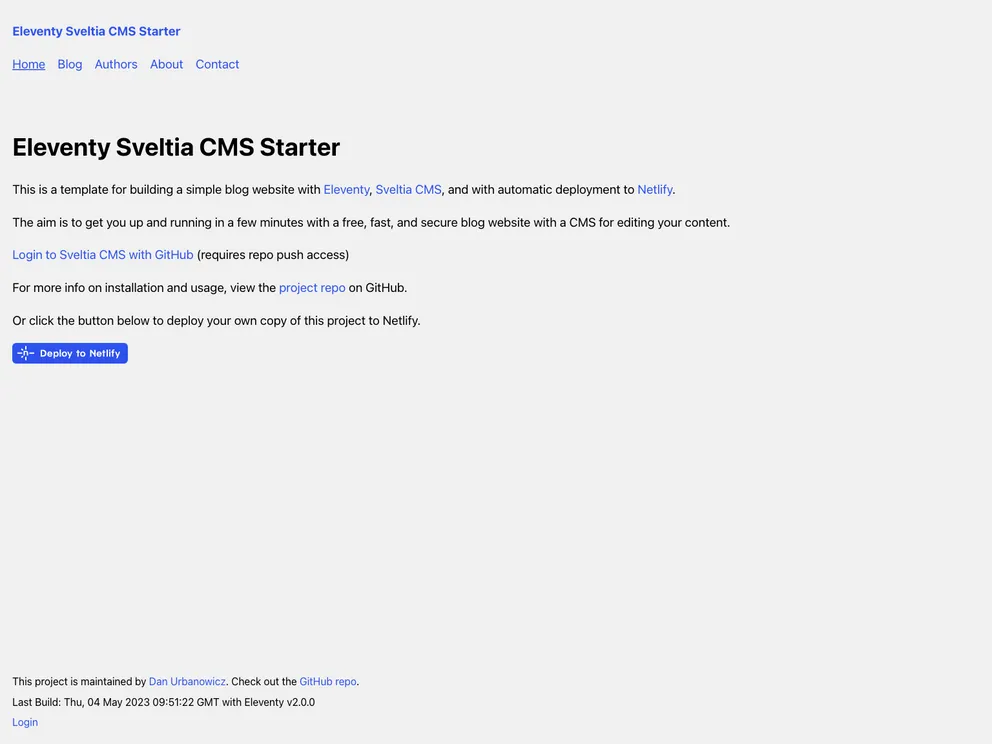 Eleventy Sveltia Cms Starter screenshot
